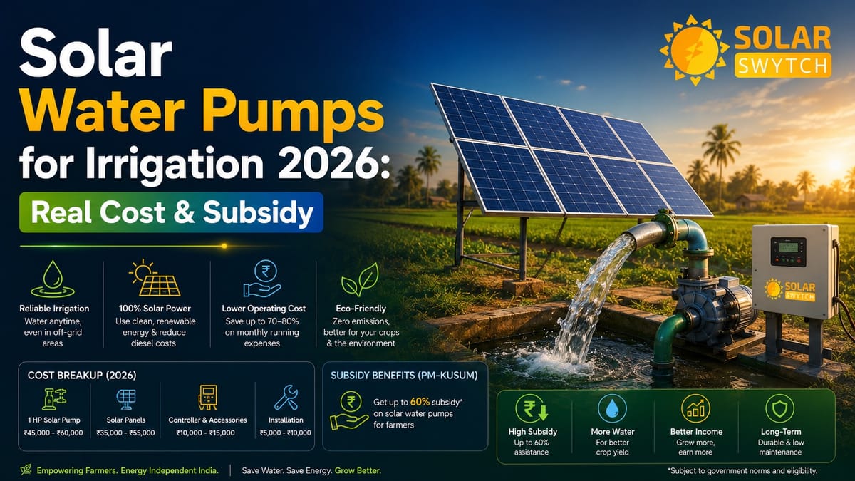 Solar Water Pumps for Irrigation 2026: Real Cost & Subsidy — illustrated guide cover