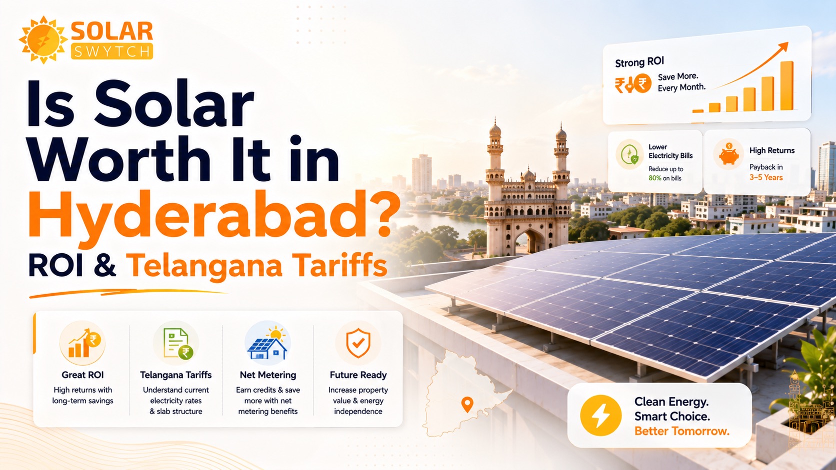 Is Solar Worth It in Hyderabad? ROI & Telangana Tariffs — illustrated guide cover