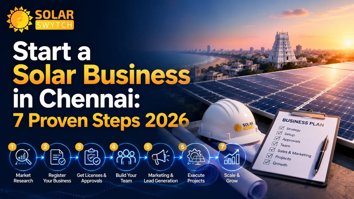 Start a Solar Business in Chennai: 7 Proven Steps 2026 — illustrated guide cover