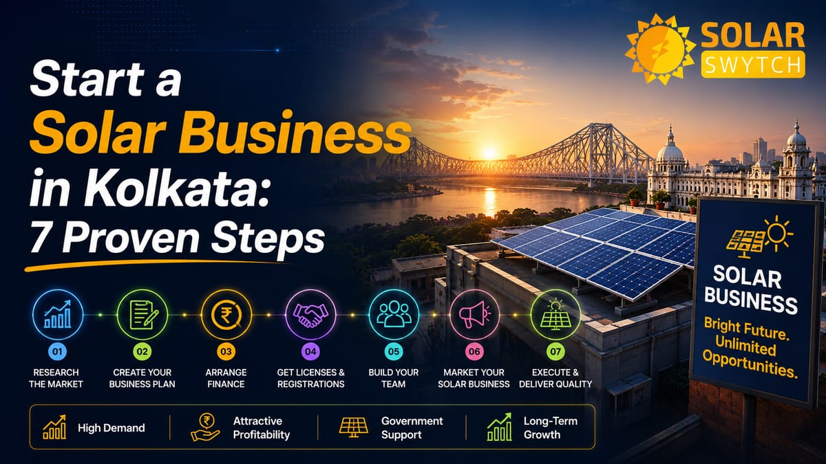 Start a Solar Business in Kolkata: 7 Proven Steps — illustrated guide cover