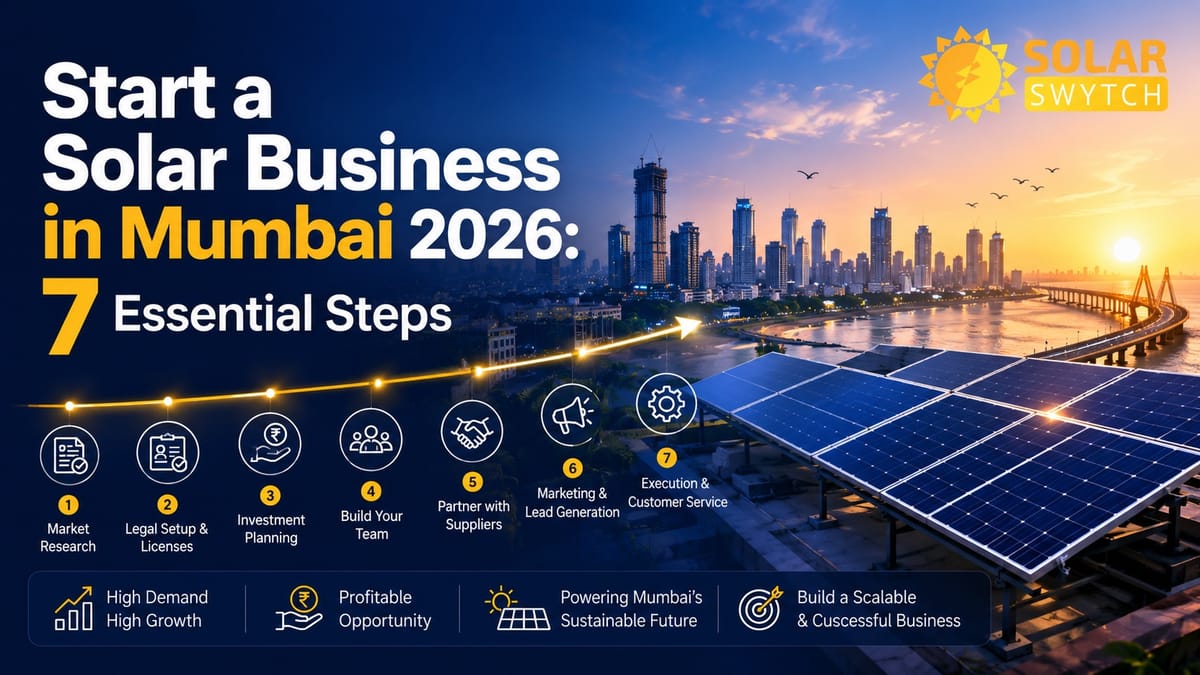 Start a Solar Business in Mumbai 2026: 7 Essential Steps — illustrated guide cover