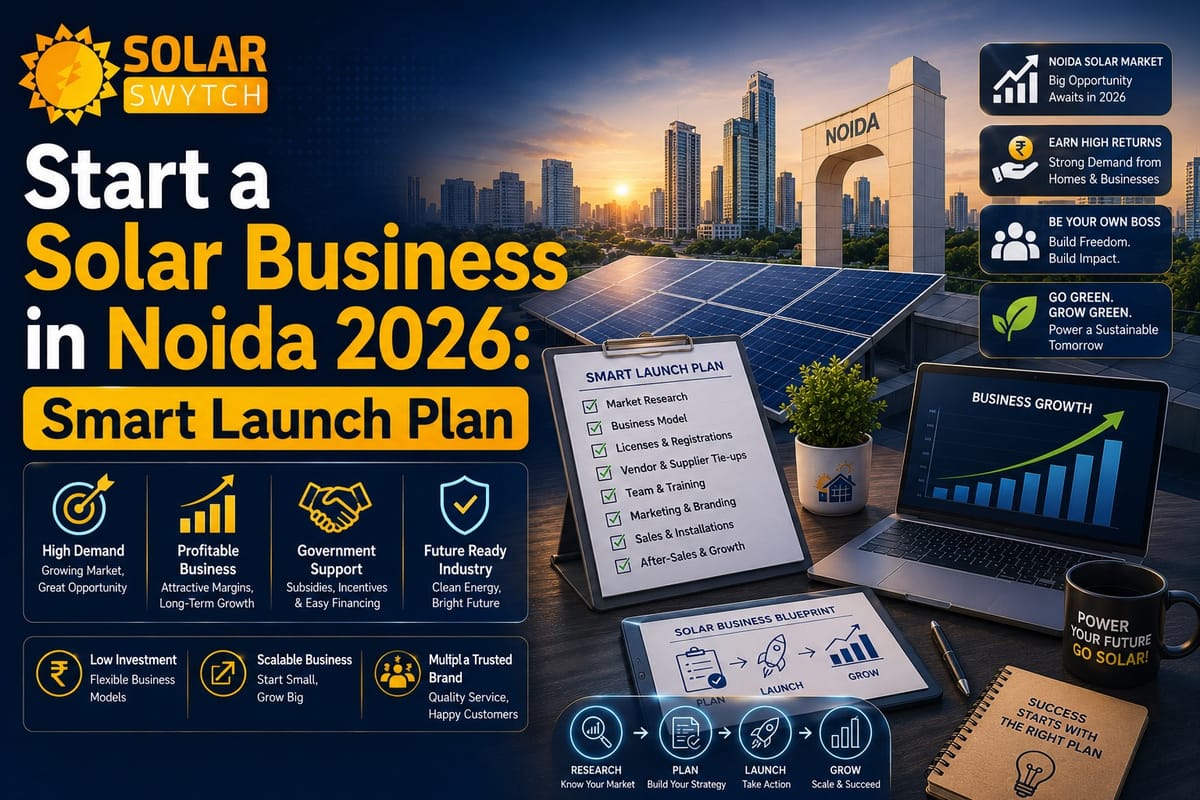 Start a Solar Business in Noida 2026: Smart Launch Plan — illustrated guide cover