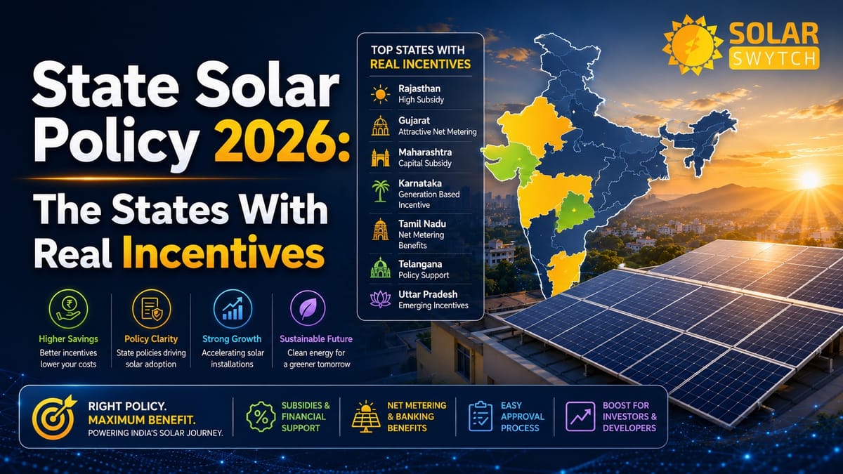 State Solar Policy 2026: The States With Real Incentives — illustrated guide cover