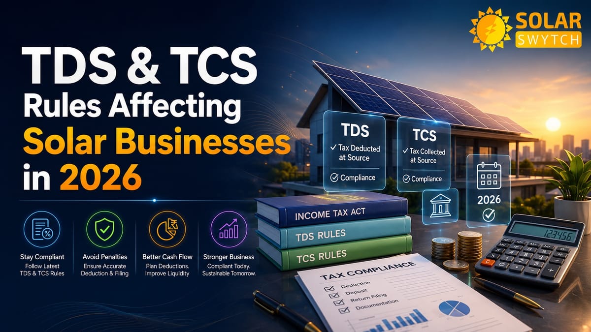 TDS & TCS Rules Affecting Solar Businesses in 2026 — illustrated guide cover