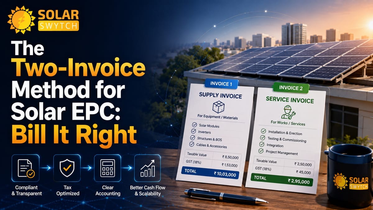The Two-Invoice Method for Solar EPC: Bill It Right — illustrated guide cover