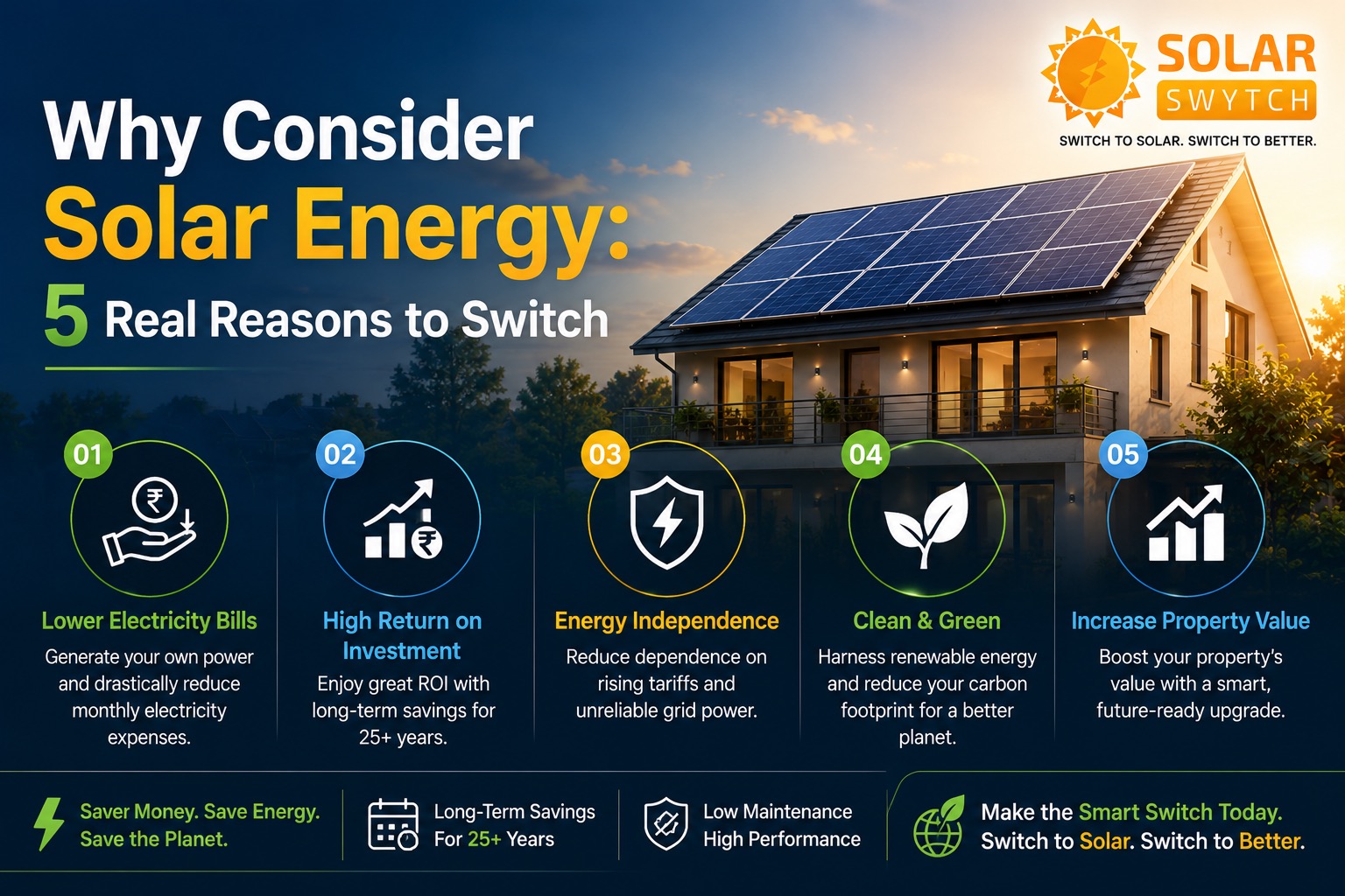 Why Consider Solar Energy: 5 Real Reasons to Switch — illustrated guide cover